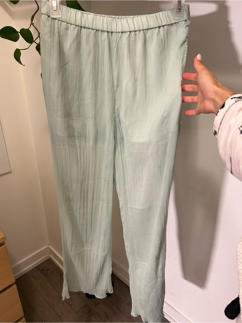 OAK + FORT Mint Green Elastic-Waist Wide Leg Pants